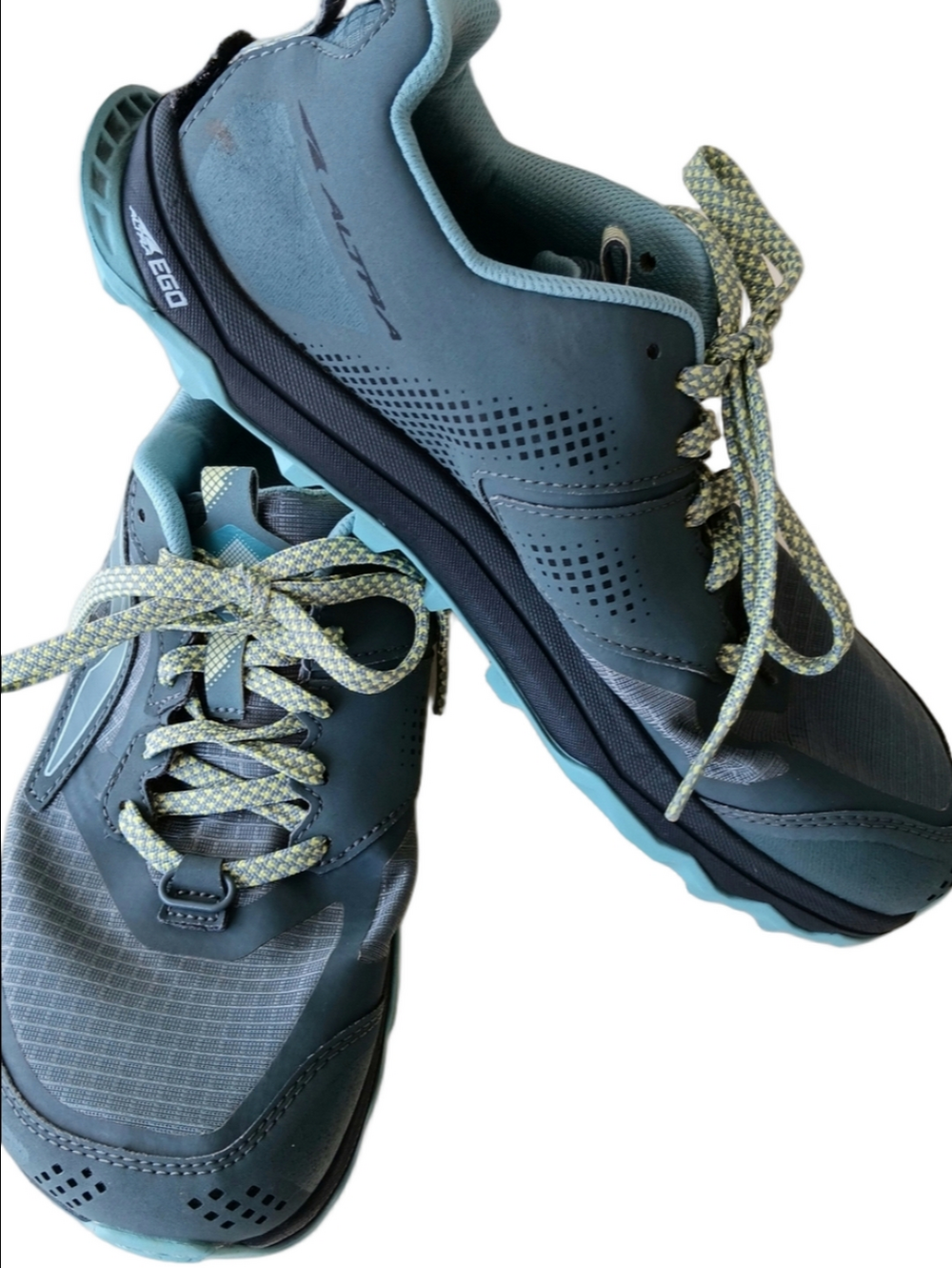 Altra Women's Lone Peak 5 Trail Running Shoes in Grey Blue and Light Blue